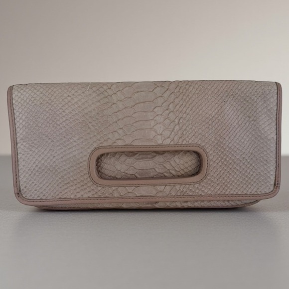 Coach Blush Python Embossed Leather Fold Over Clutch 11x6